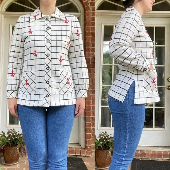 Vintage 60s Nautical Embroidered Sweater Jacket - Picture 10 of 11